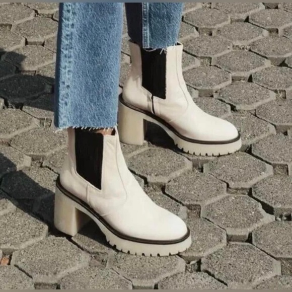 NEW Free People James Chelsea Bone Boots Leather Cushioned 37.5, 38.5, 39 - Picture 2 of 10